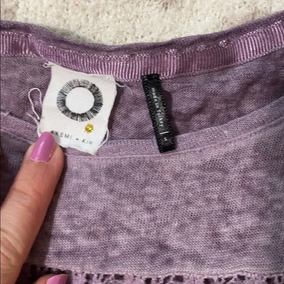 Akemi + Kin Lavender Linen Top with Lace - Picture 6 of 8
